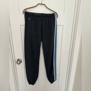 Aviator Nation 5 Strip Sweatpants - Charcoal/Blue, Unisex Medium